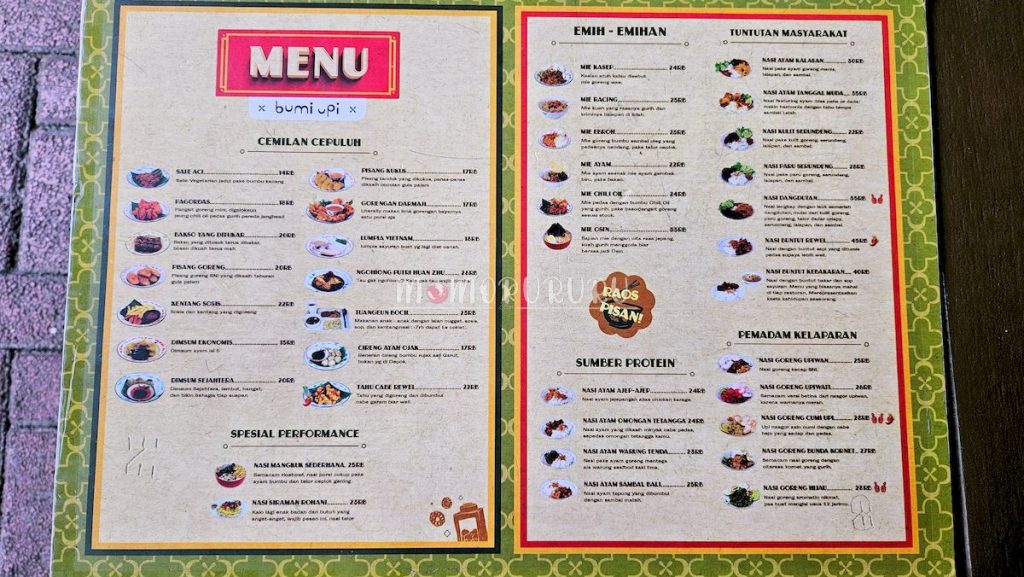 Menu Bumi Upi